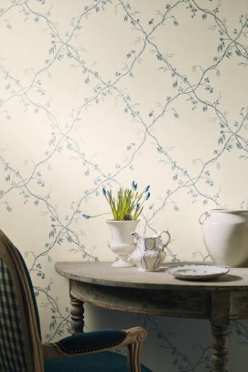 Roussillon Wallpaper in Aqua by Colefax and Fowler